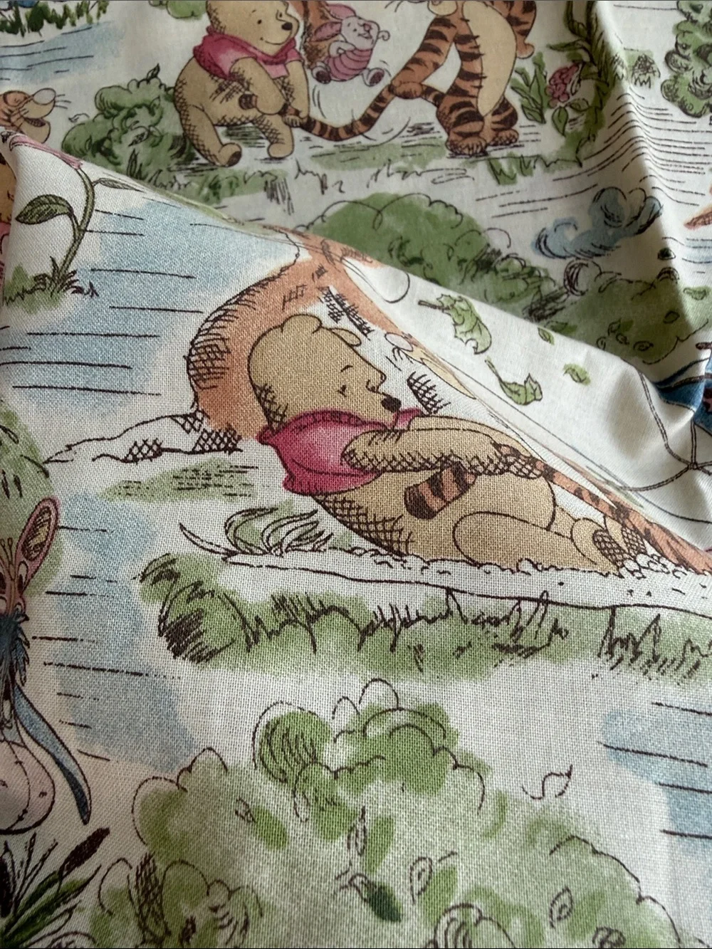 Vintage Disney Winnie the Pooh Day in the Park Fabric Springs 2/3 Yard